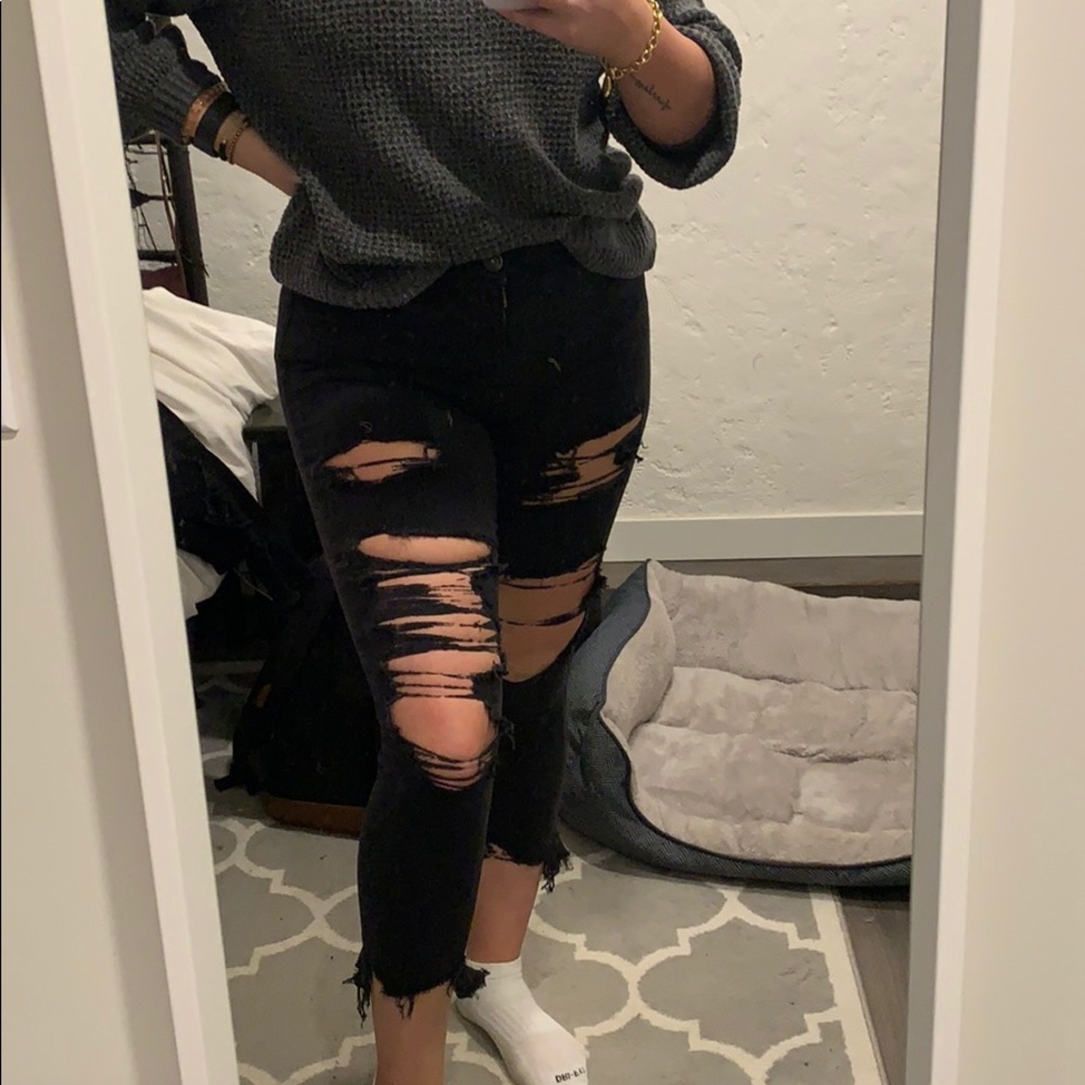 Black Skinny Ripped Jeans - Picture 2 of 5